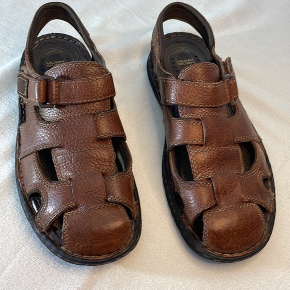 Mens Fisherman Sandals 8M Closed Toe Brown Leather Shoes - Picture 2 of 11